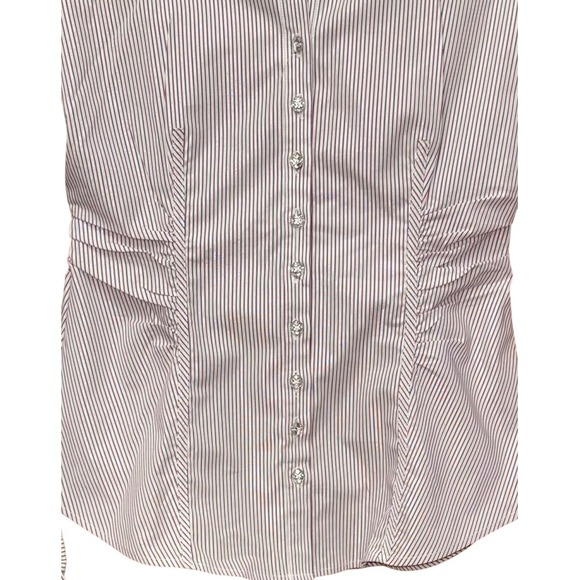 New York Co Stretch Striped Button Up Shirt Sz XS Jeweled Buttons Preppy Work - Picture 4 of 11